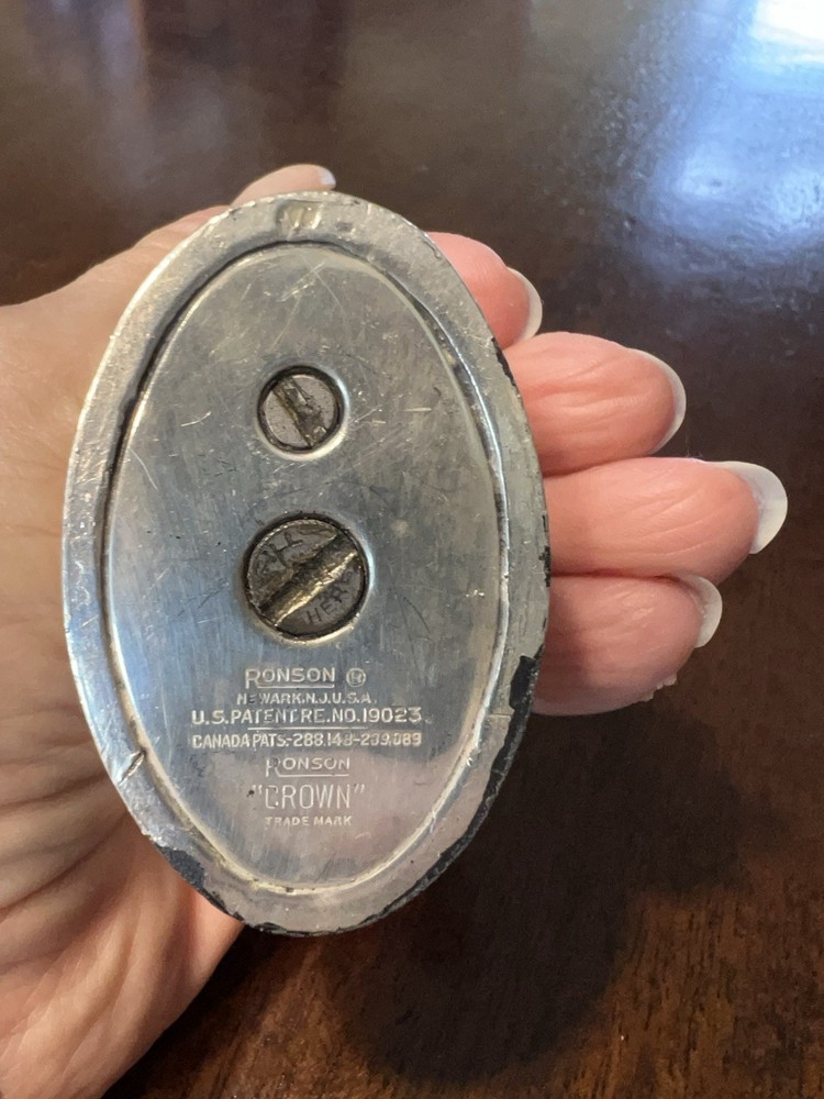 Vintage Silver Plated Ronson Crown Table Lighter