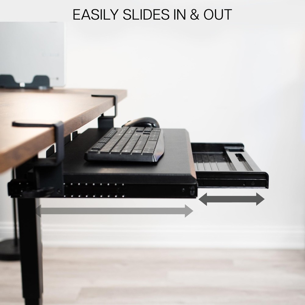 Large Keyboard Tray Under Desk Pull Out Platform with Pencil Drawer, Extra St...