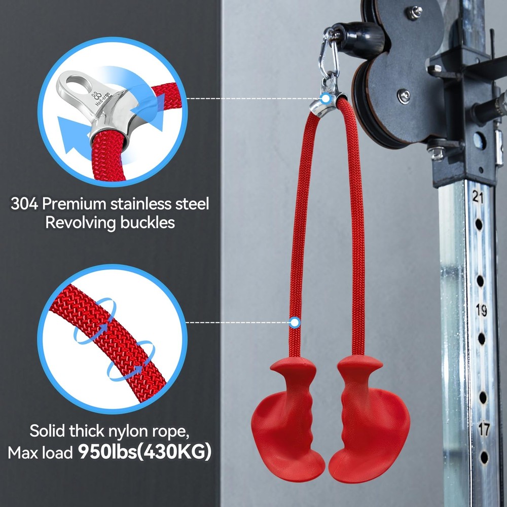 Tricep Rope Attachment for Cable Machine - 36-Inch Ergonomic Pulldown Tool