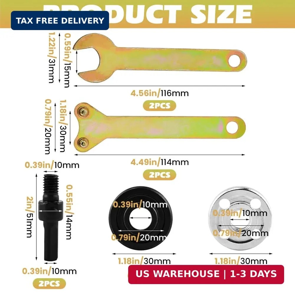 10mm 5Pcs Drill to Angle Grinder Adapter Set – Variable Rod Converter Tool