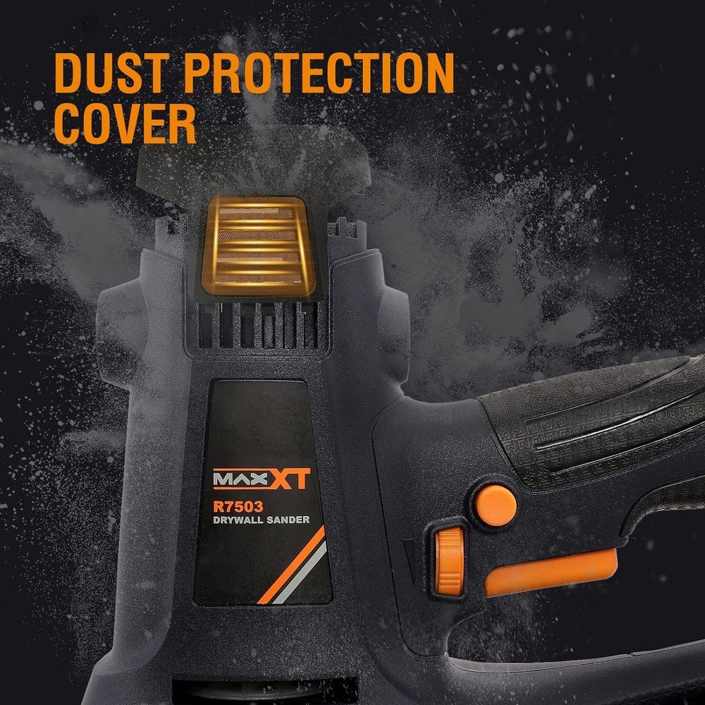 Electric Drywall Sander, 810W Variable Speed, Self-Dust Extraction, Adjustable