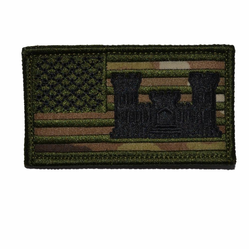 Superimposed Army Engineer Castle - 2x3.5 Military/ Patch Hook Backing