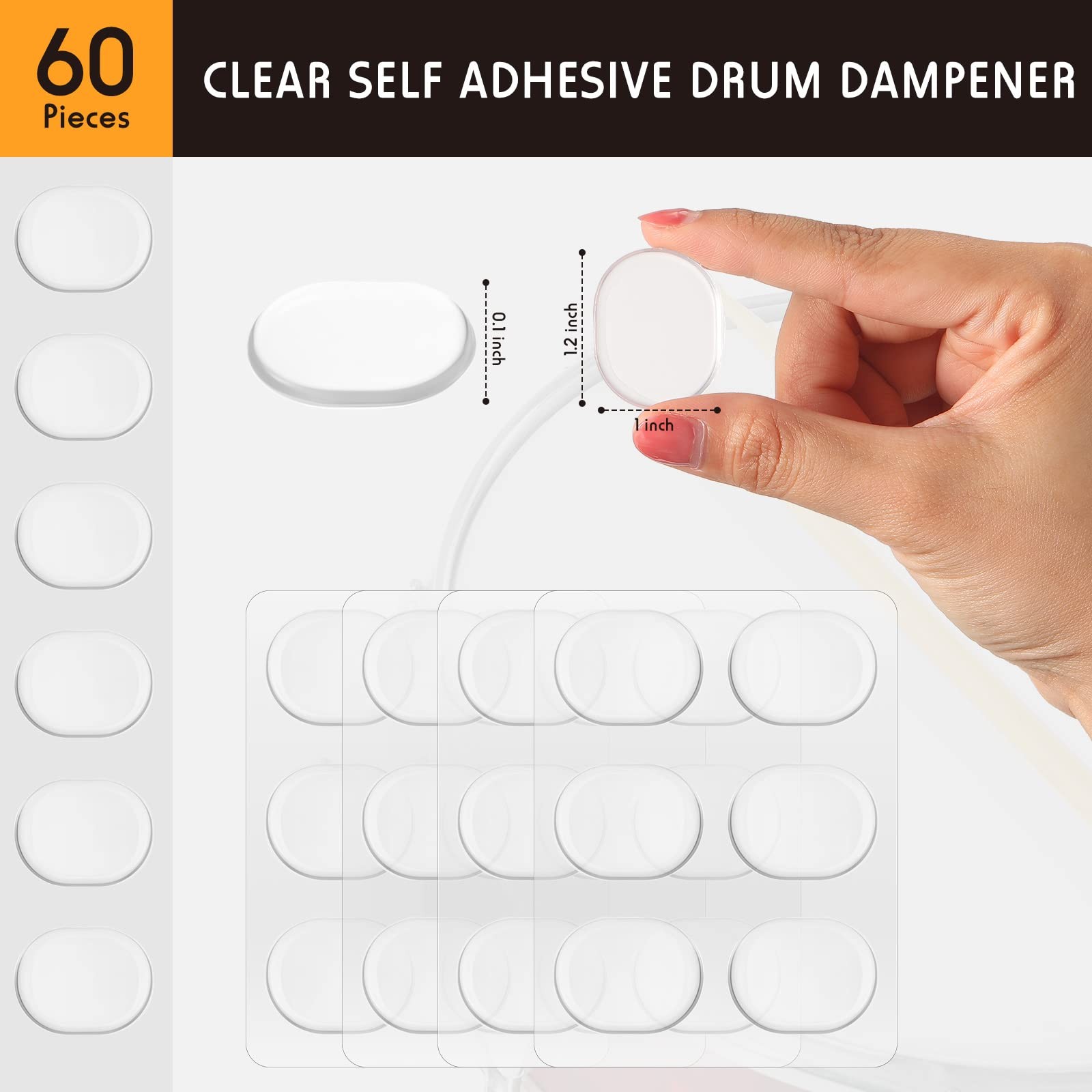 Yeshone 60 Pieces Drum Dampeners Gel Pads Silicone Soft Moon Gels for clear