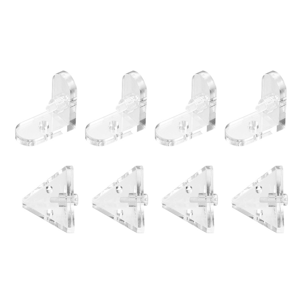 8Pcs Acrylic Angle Bracket, L Connector and Triangle with Screws for