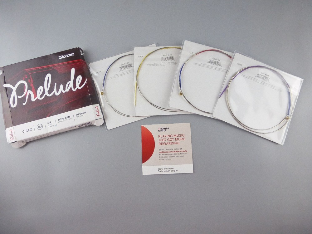 D'Addario Prelude Cello String Set, 4/4 Scale, Medium Tension - New