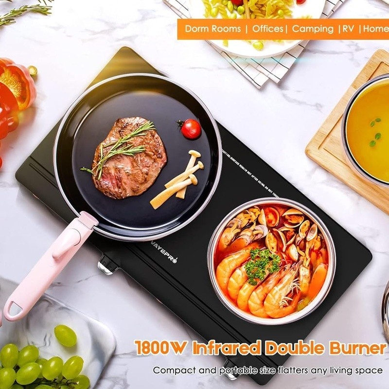 Electric Infrared Burner Multi-Function Cooking Portable Safe Lightweight 1800W