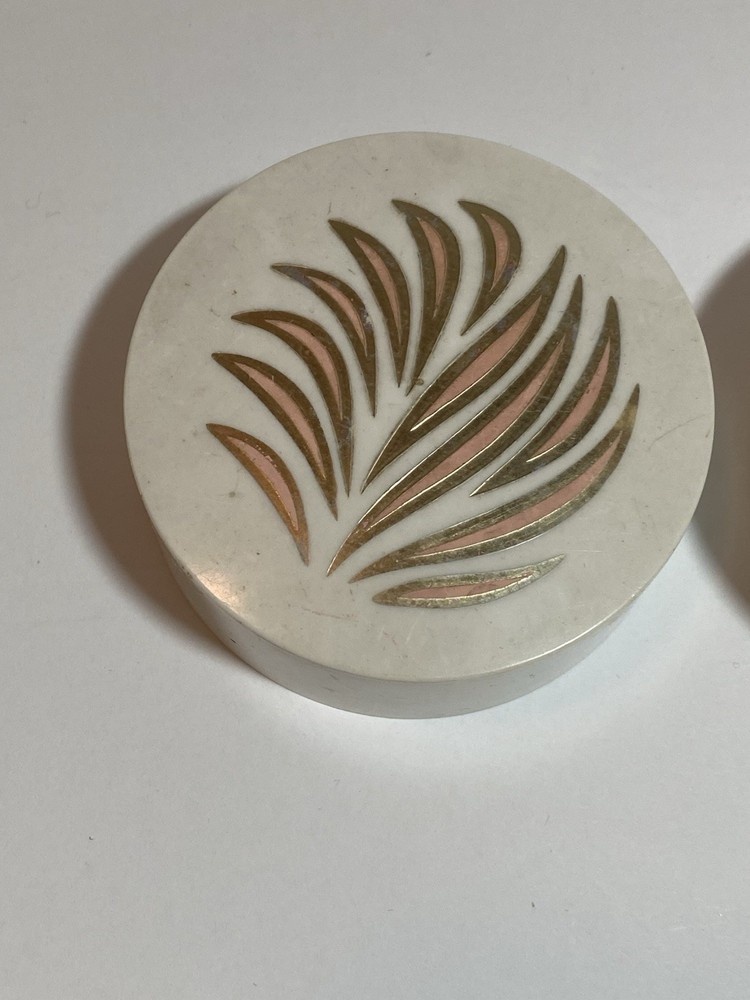 Vintage Corn Silk Micron Face Powder Empty Container White Container Stained