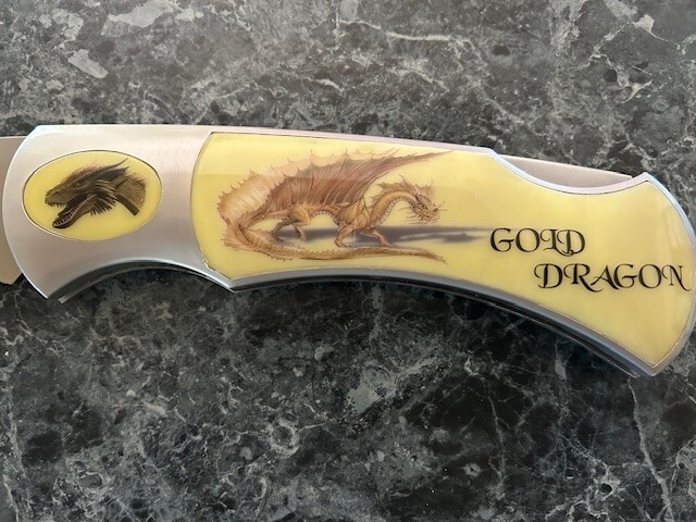 Extra Large Machete Gold Dragon Pocket Knife