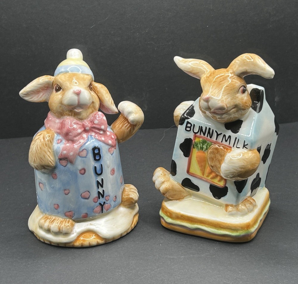 Bunny Rabbit Milk & Cookies Salt & Pepper Shakers Easter Spring