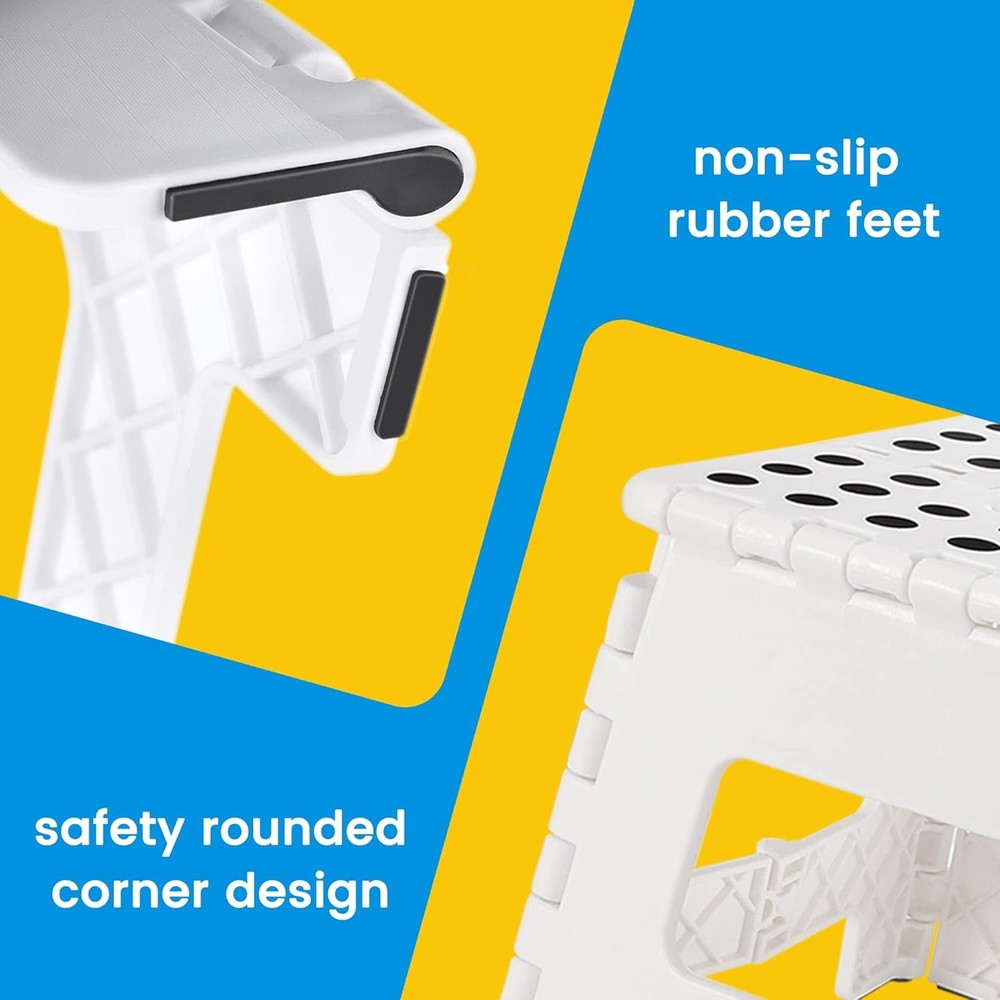 Folding Step Stool - 9" Tall Lightweight Plastic Bathroom Step Stool Holds 300lb