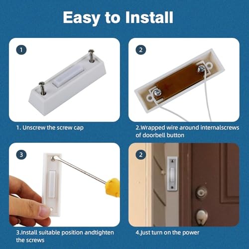 2 Pcs Lighted Doorbell Button, Wired Door Bell Push Button Replacement White