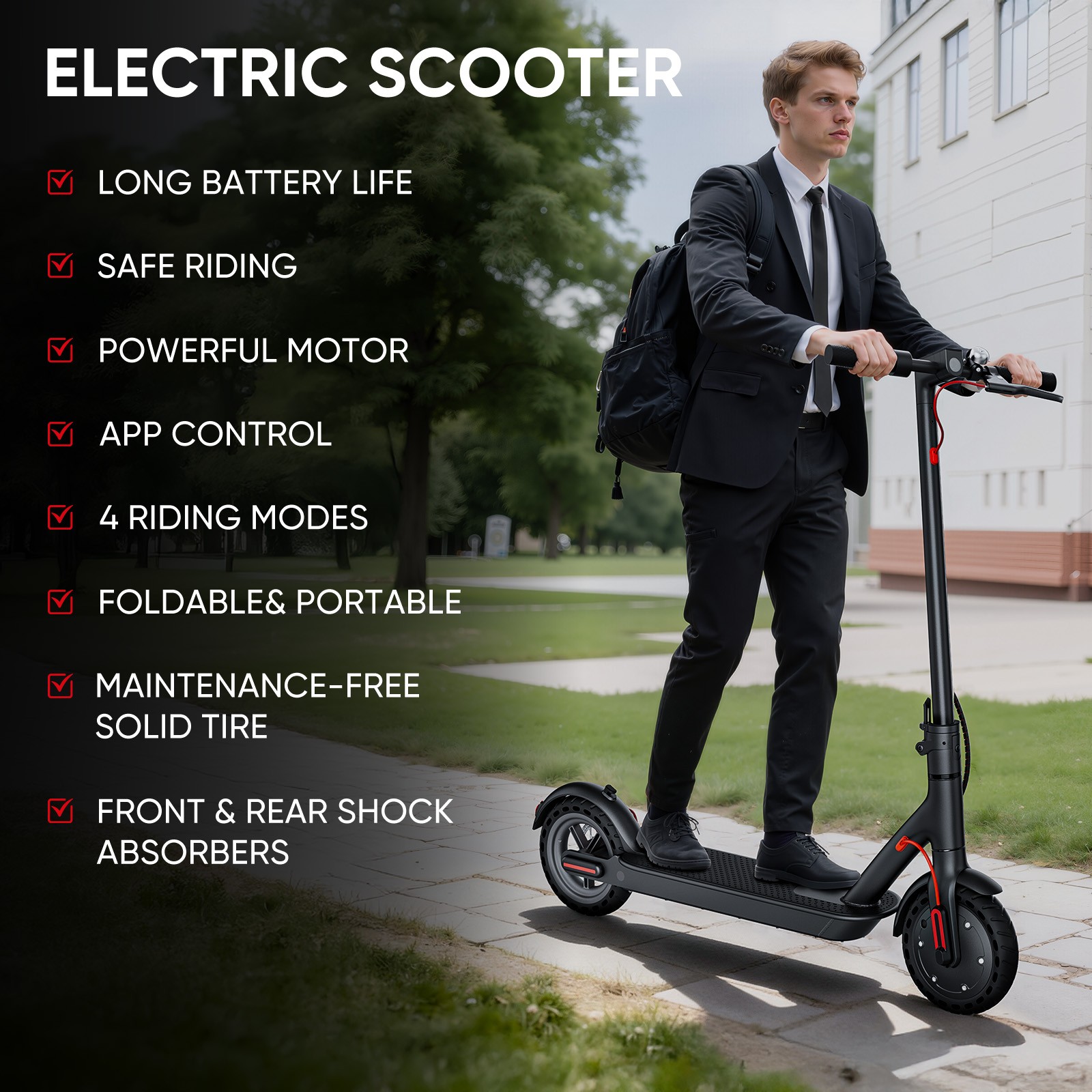 500W Commuter Electric Scooter For Adult 19MPH 20 Mile Range 8.5" Solid Tires