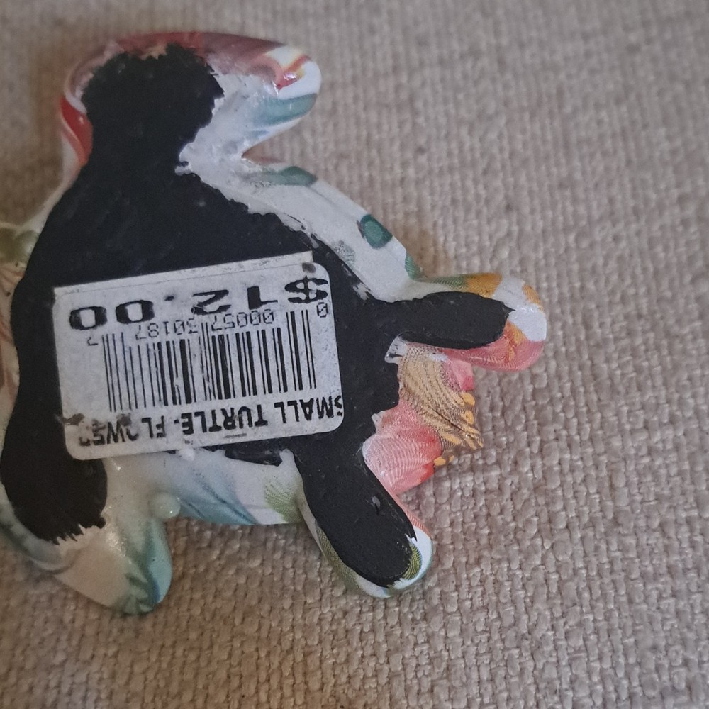 Small Multicolor Turtle Figurine with Floral Design