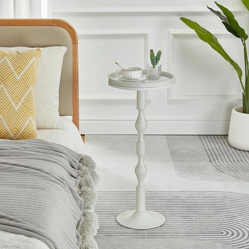 Small Round Side Table Portable Beverage Table Indoor Outdoor Use Easy Assembly