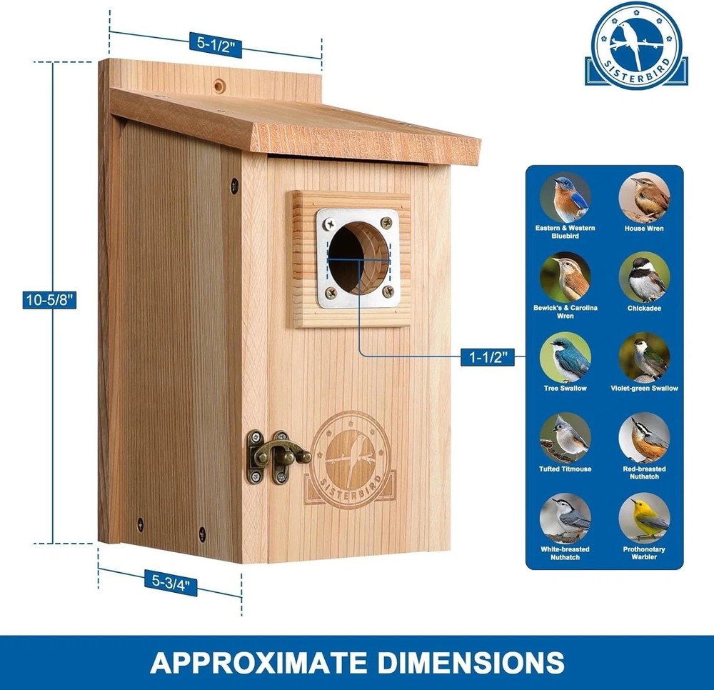 Charming Cedar Outdoor Birdhouse with Predator Guard for Safe Nesting Experience