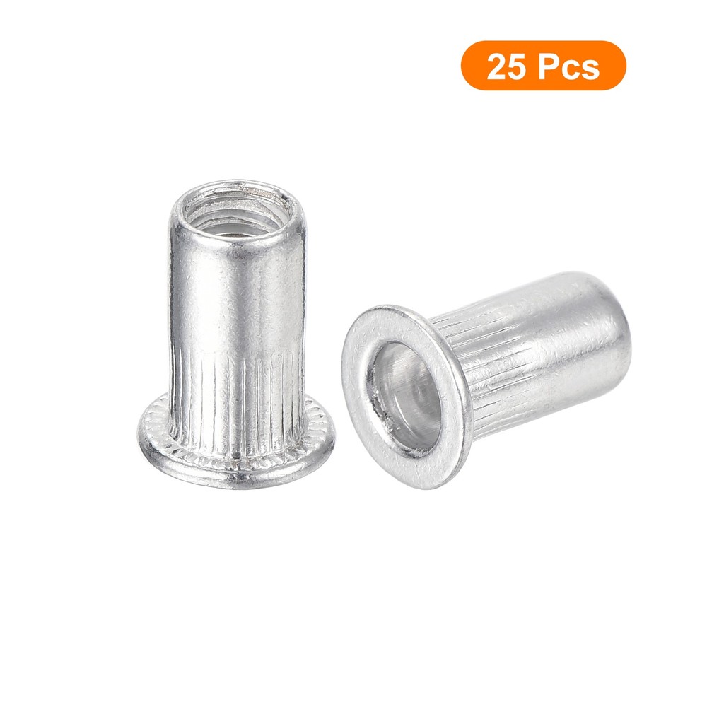 25Pcs Rivet Nuts Flat Head, M5 Aluminum Alloy Thread