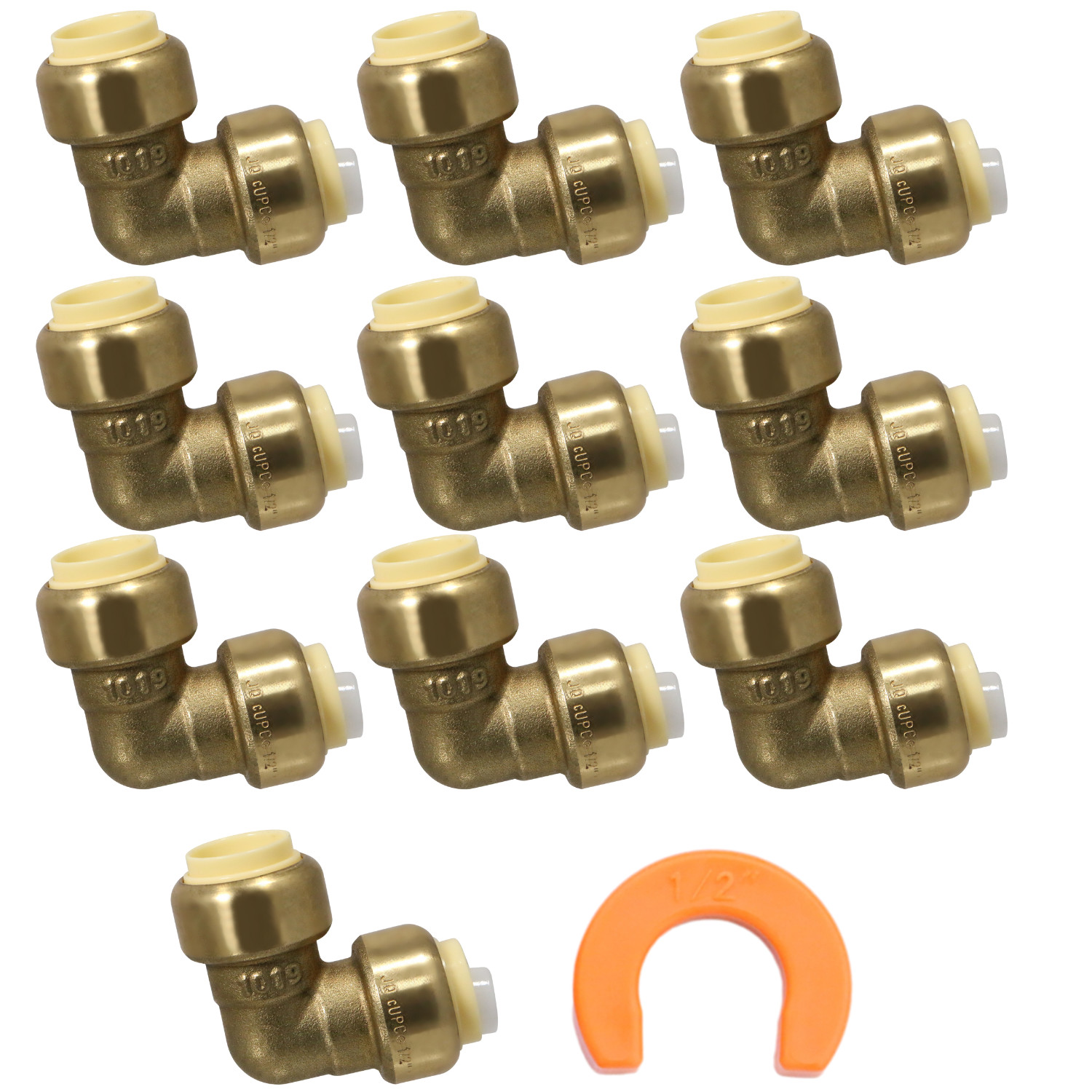 20 Pack XFITTING 1/2" Push-Fit Elbow with 1 Free Removing Clip, Lead Free