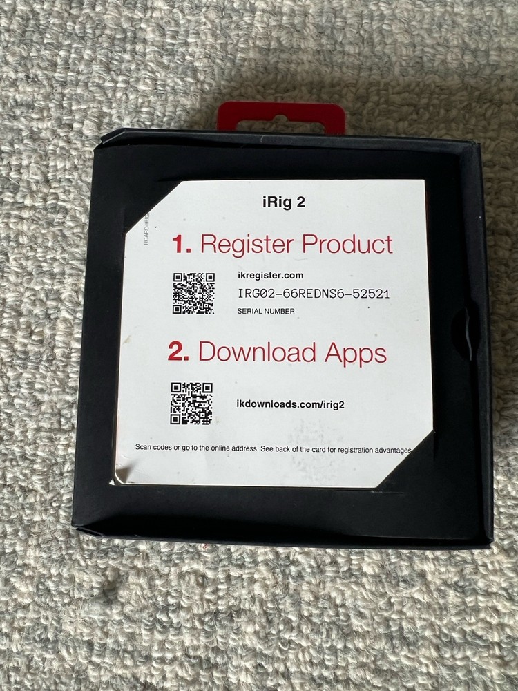 IK Multimedia iRig 2 Guitar Interface for iOS and Mac. New Open Box