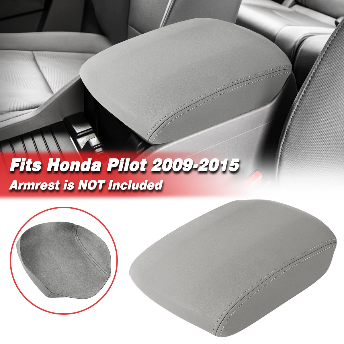 Fits 2009-2015 Honda Pilot Center Console Lid Armrest Replacement Cover Gray