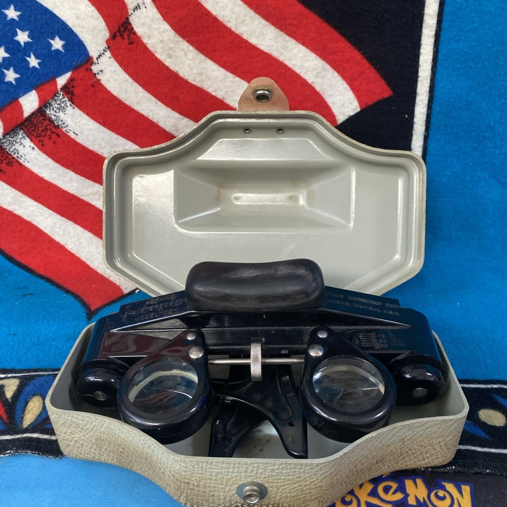 ABRAMS STEREOSCOPE Model CB-1 2-4 Viewer BLACK w  CASE EUC