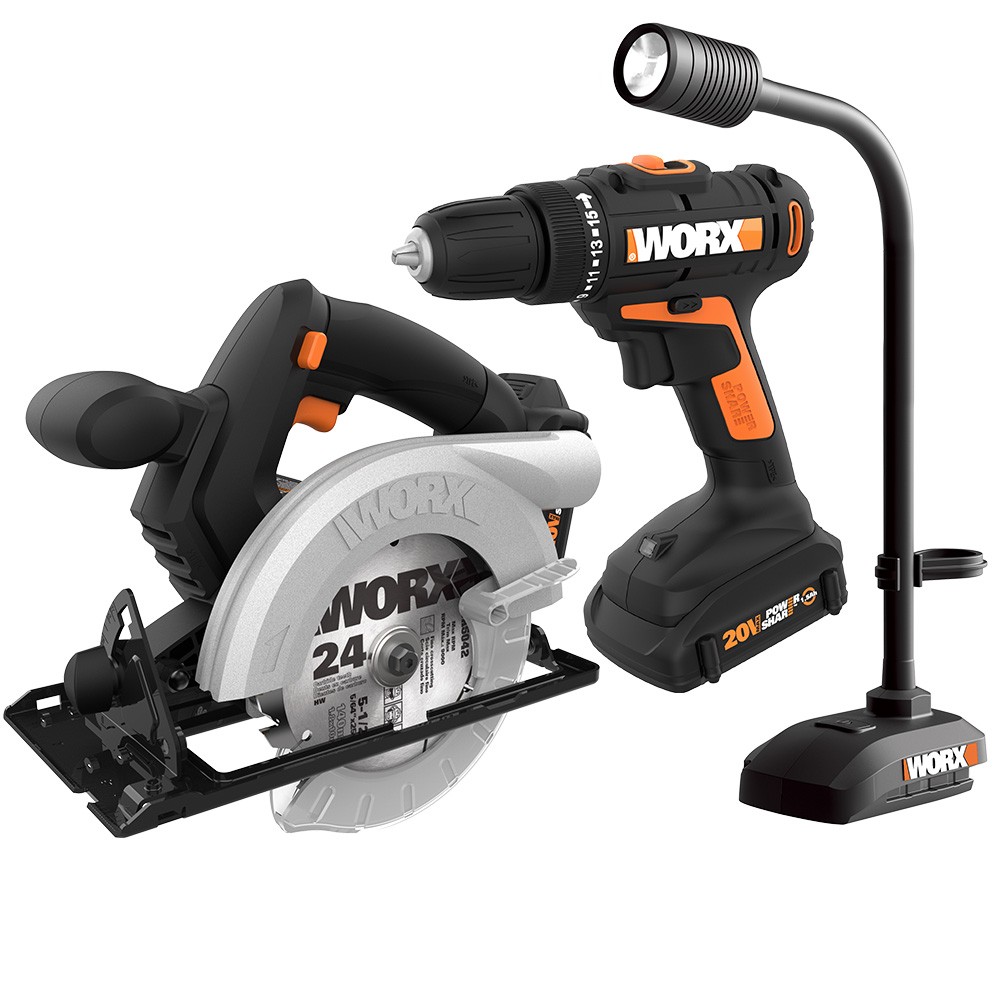 WX959L WORX Drill/Driver-Circular Saw- Flex Light Combo Kit