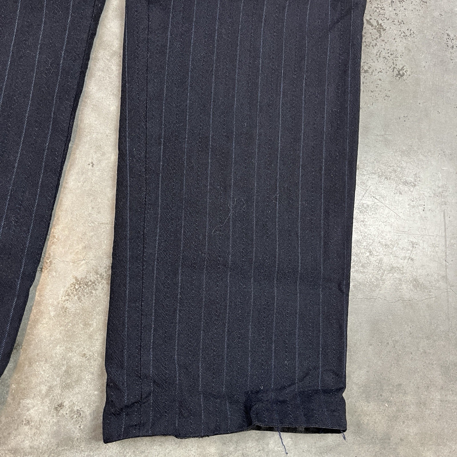 Vintage Wool Blend Pants Mens 32x32 Blue Flaws Distressed Preppy Stripes Preowne