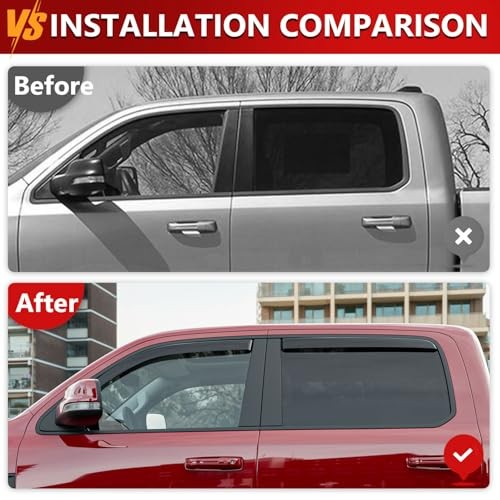 Side Window Visor Deflector Compatible with 2019-2025 Dodge Ram 1500 Crew Cab