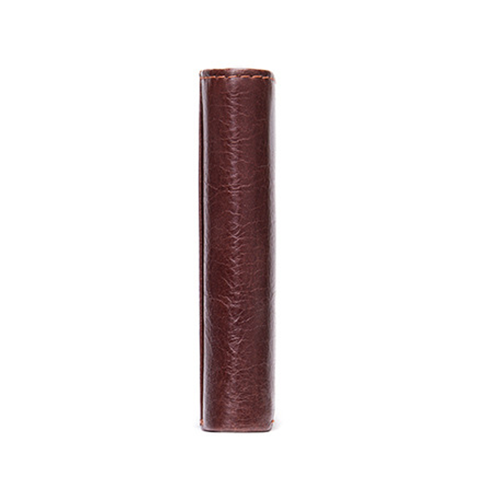 Mens Leather Bifold Wallet RFID Blocking Vertical Horizontal Brown