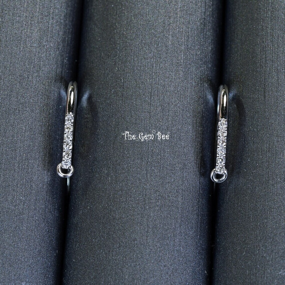 12mmx15.5mm 14k Solid White Gold Diamond Earwires PAIR
