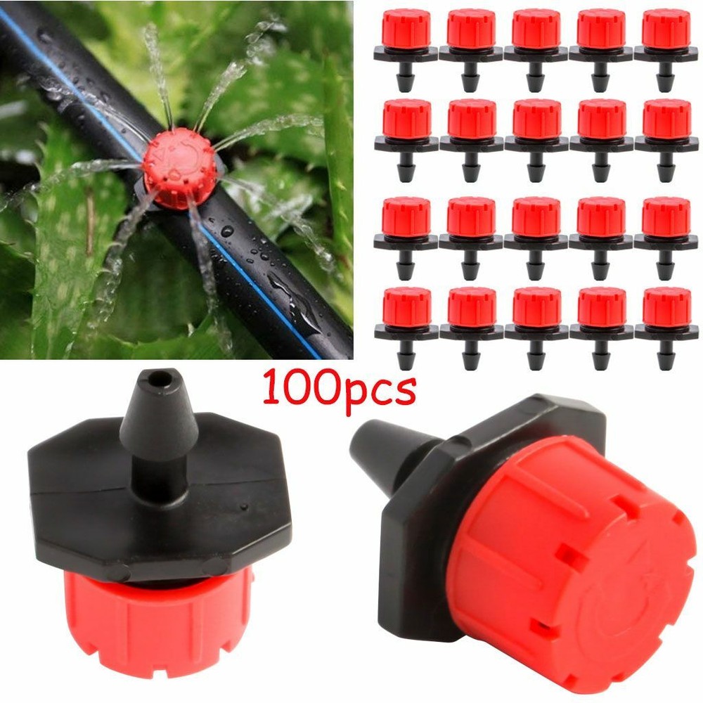 100Pc Adjustable Emitter Dripper Micro Drip Irrigation Sprinkler Watering System
