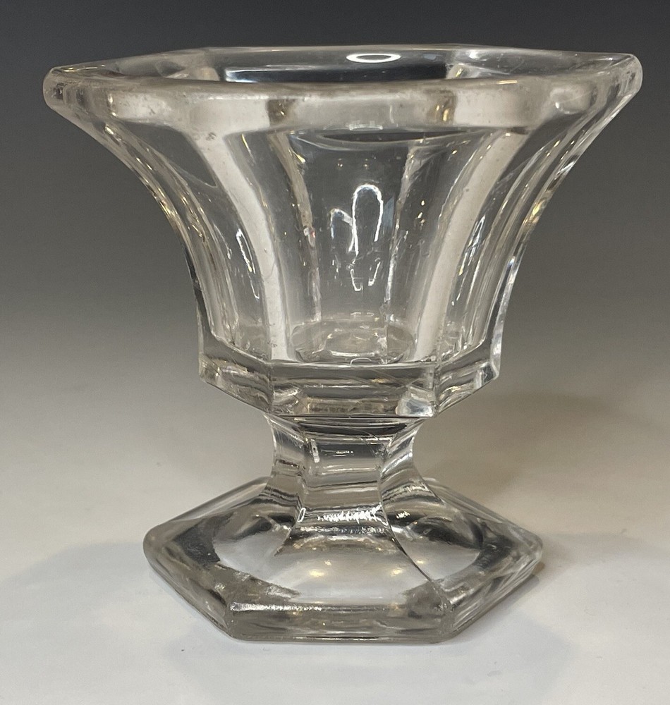 Antique Footed Master Open Salt Hexagonal EAPG Victorian Pressed Glass Table