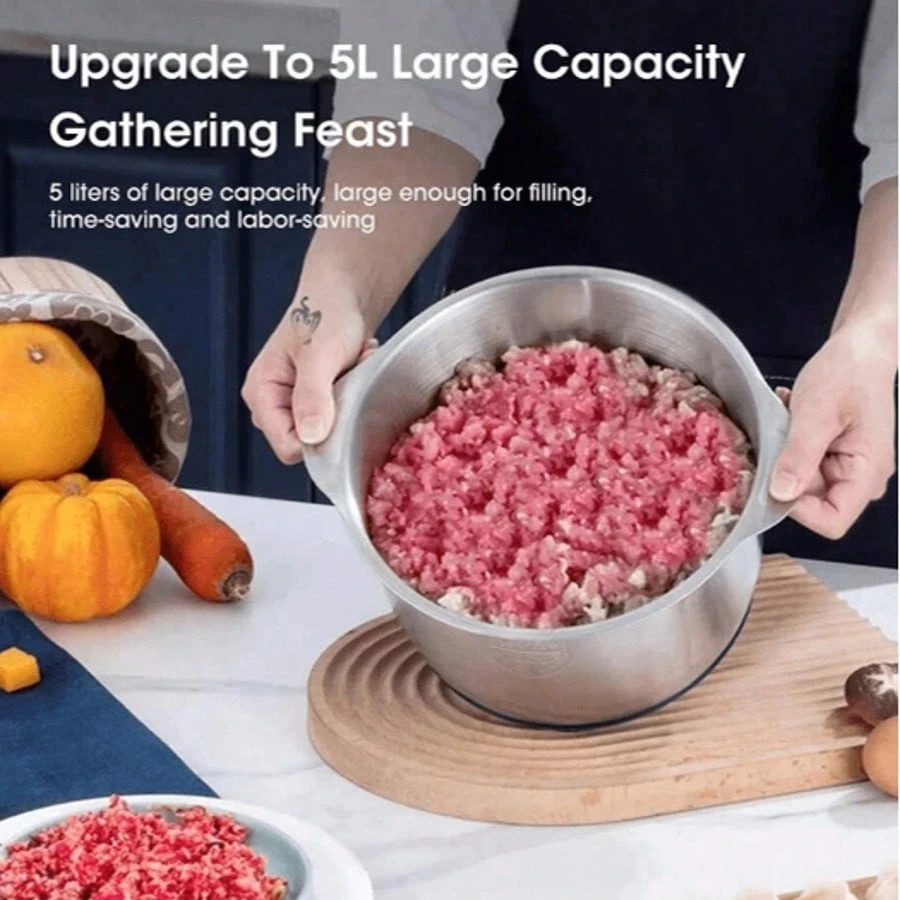 5L Electric Meat Grinder & Food Processor, Multi-Function Blender for Vegetables