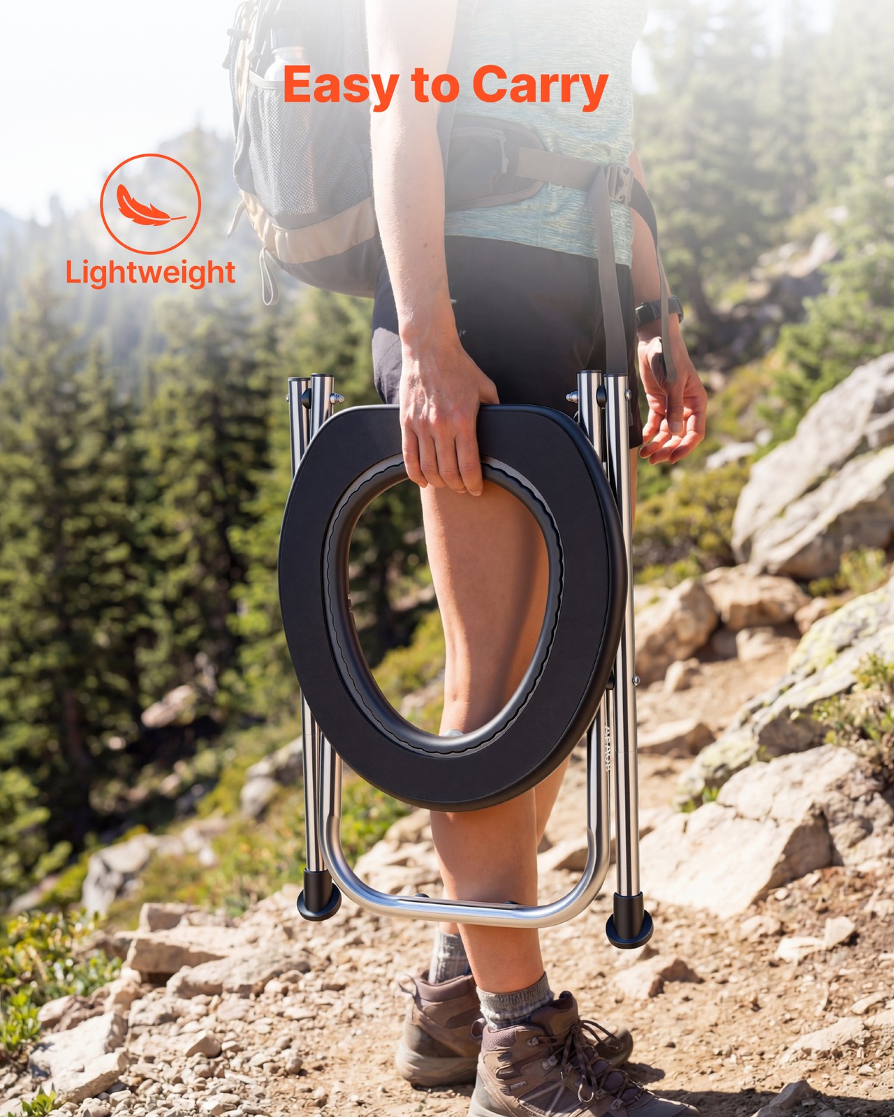 VEVOR Portable Toilet Folding Toilet Portable Chair 350 lbs Camping Travel Seat