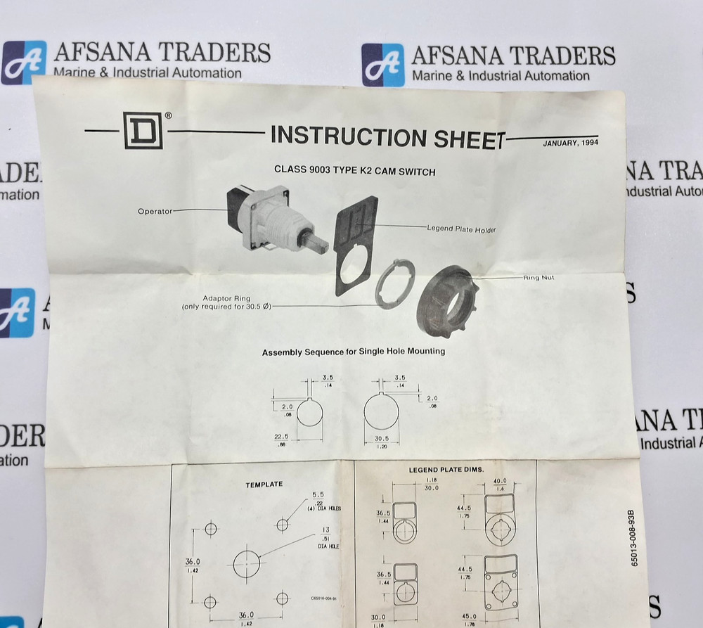 SQUARE D 65013-008-93B SELECTOR SWITCH