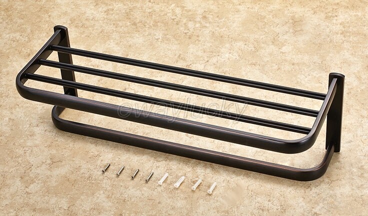 Oil Rubbed Bronze Bathroom Wall Mounted Double Towel Rail Rack Towel Shelf