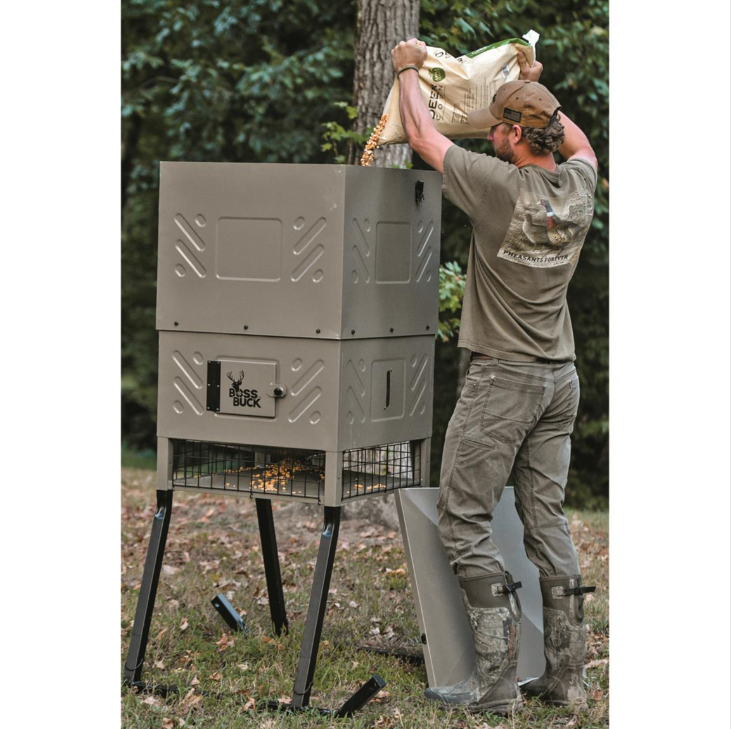 600-lb. Stand & Fill Feeder W/ Solar Panel Large LCD Timer For Easy Visibility
