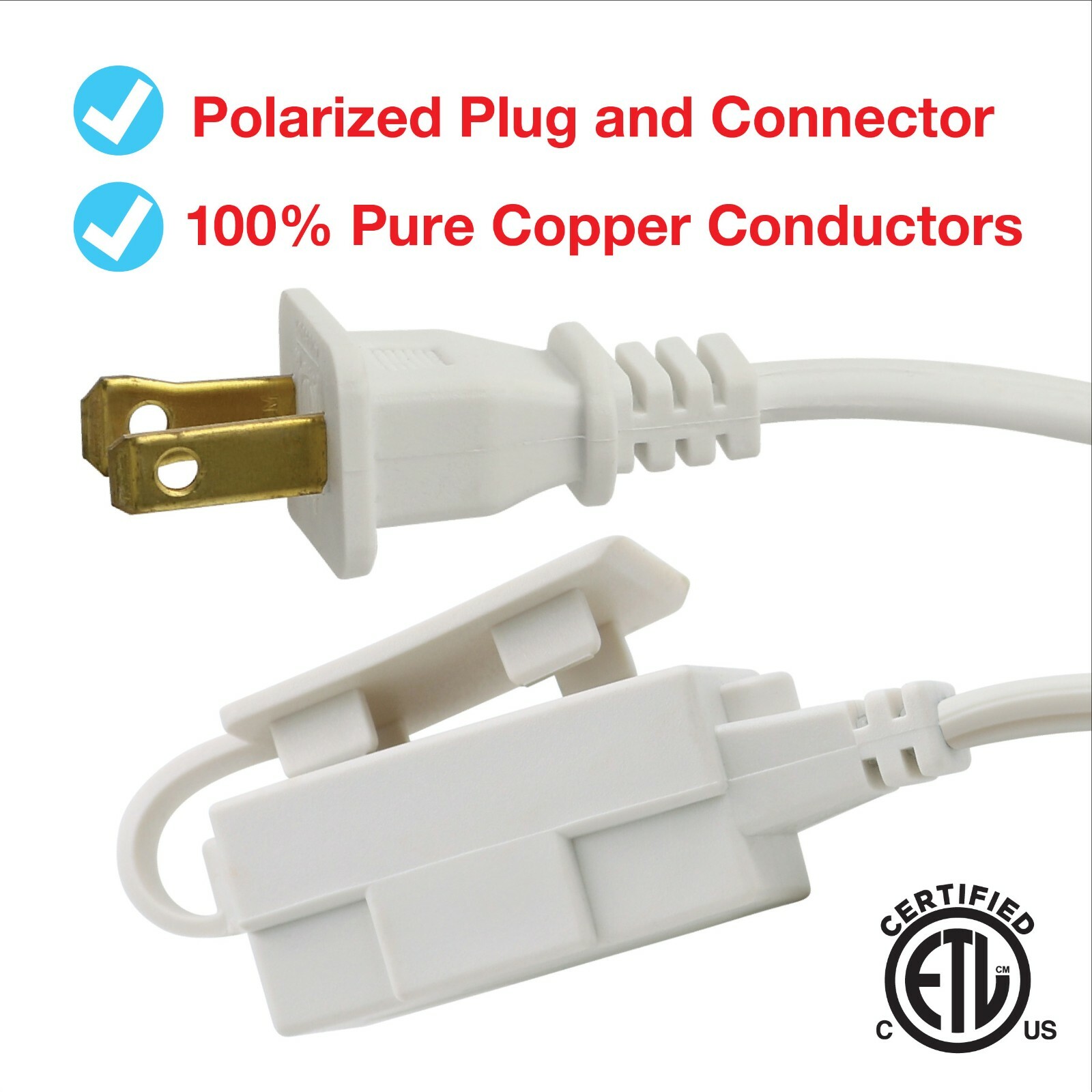 CP (2-Pack) 15ft 16/2 SPT-2 3-Outlet Indoor Extension Cord White, CP10034X2