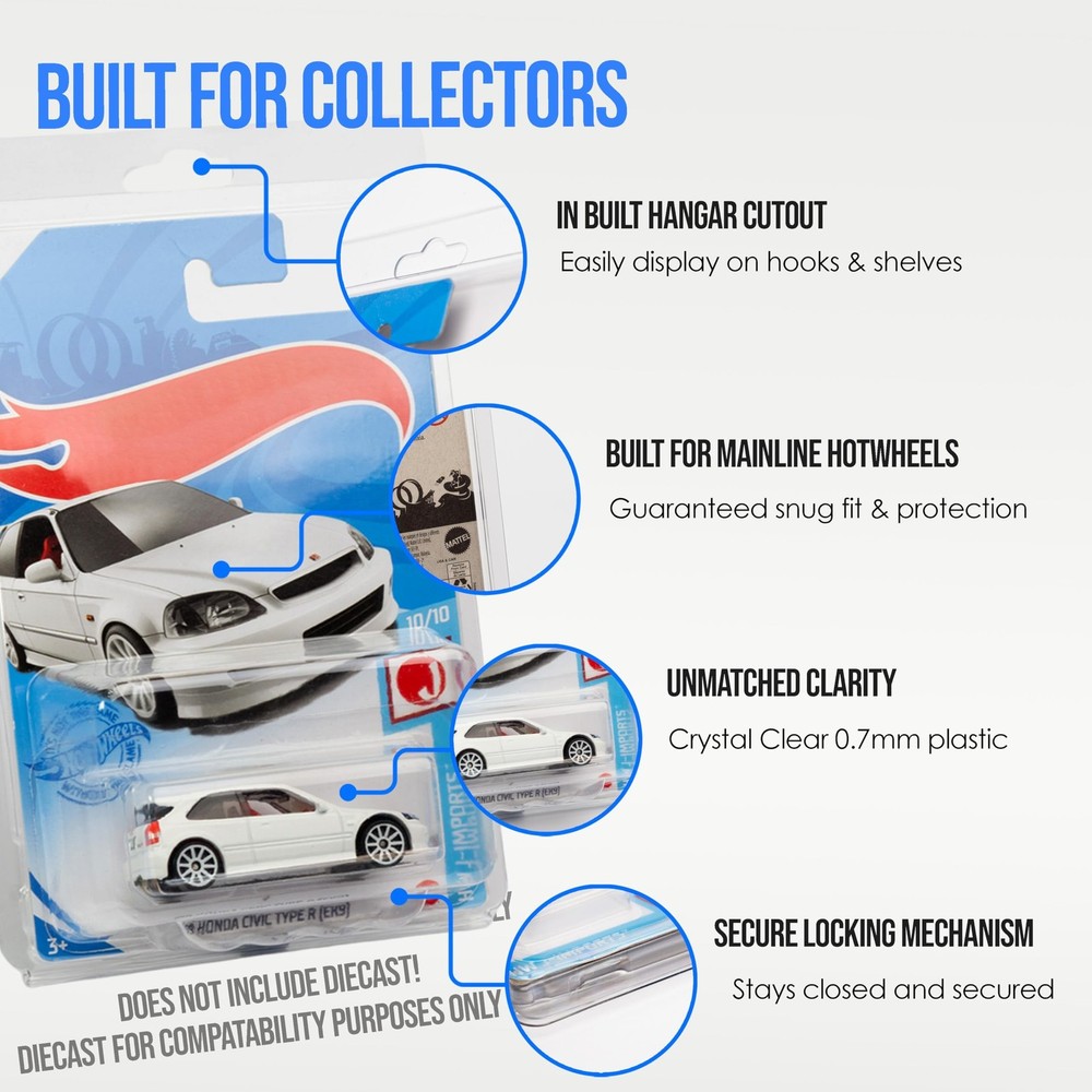 Plastic Protector Case Compatible with Hot Wheels Mainline Series Two Part Di...