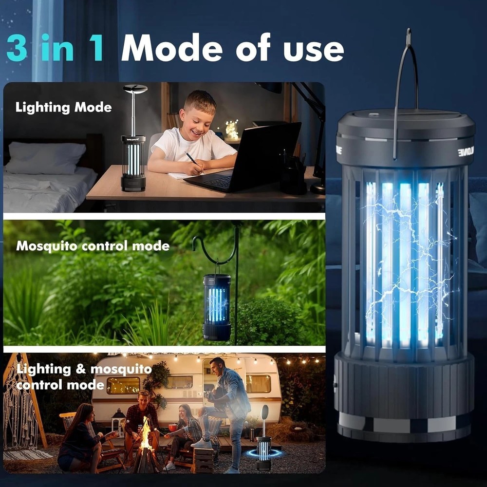 Rechargeable Bug Zapper with Adjustable Light for Indoor Outdoor, , Camping，g