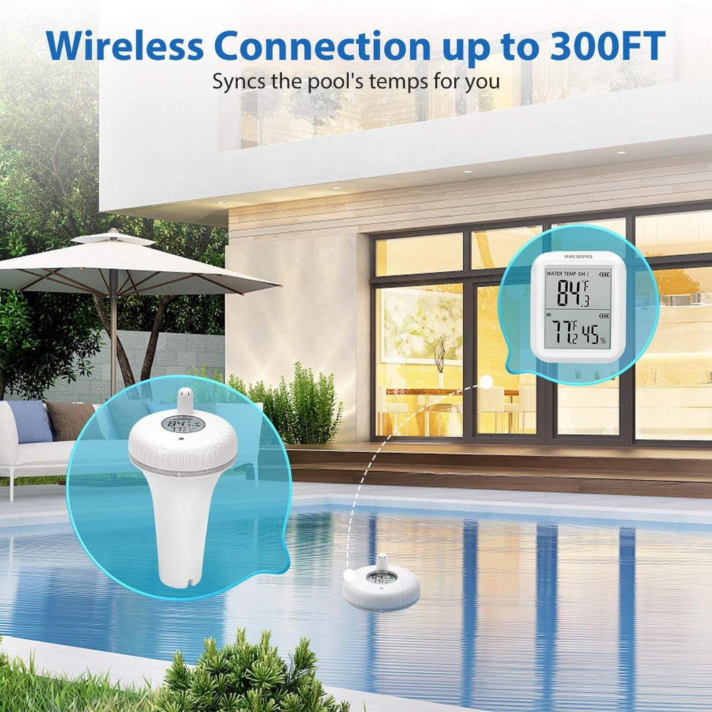 Wireless Floating Pool Thermometer Easy Read for Hot Tubs