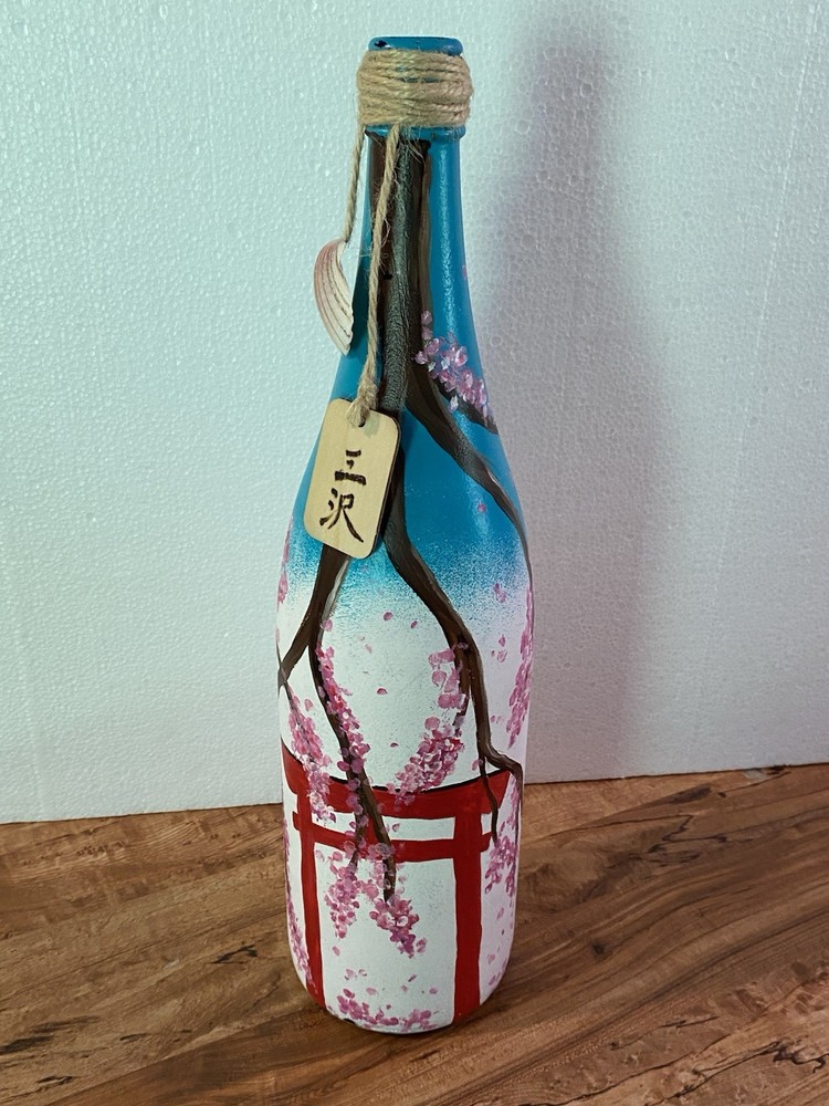 Handpainted Wine Bottle Labeled Misawa 15½"