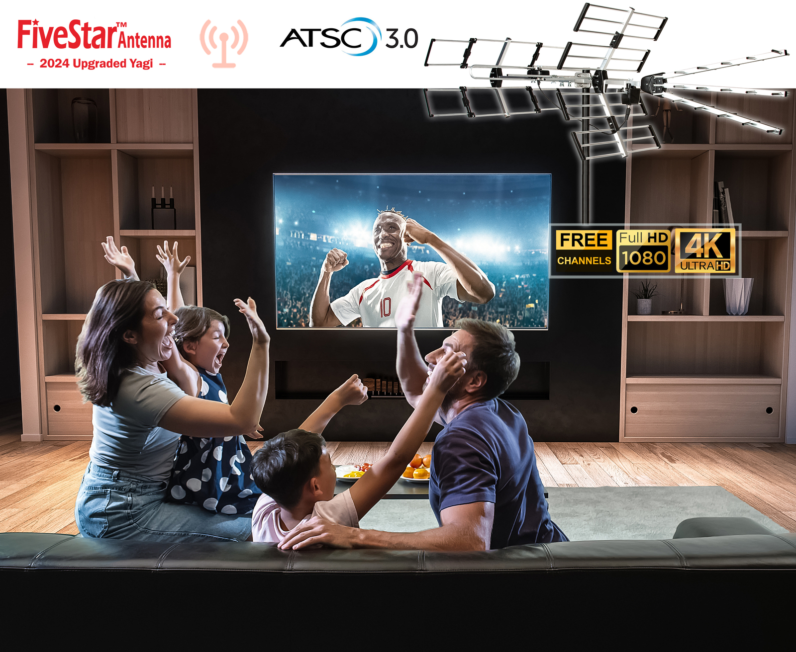 2024 Yagi 24 Elements Outdoor Antenna Long Range 4K ATSC 3 UHF VHF Clear Signal