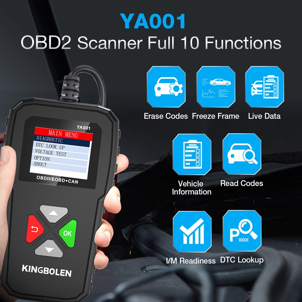 KINGBOLEN YA001 OBD2 Scanner Car Code Reader Full OBDII Diagnostic Scan Tool USA