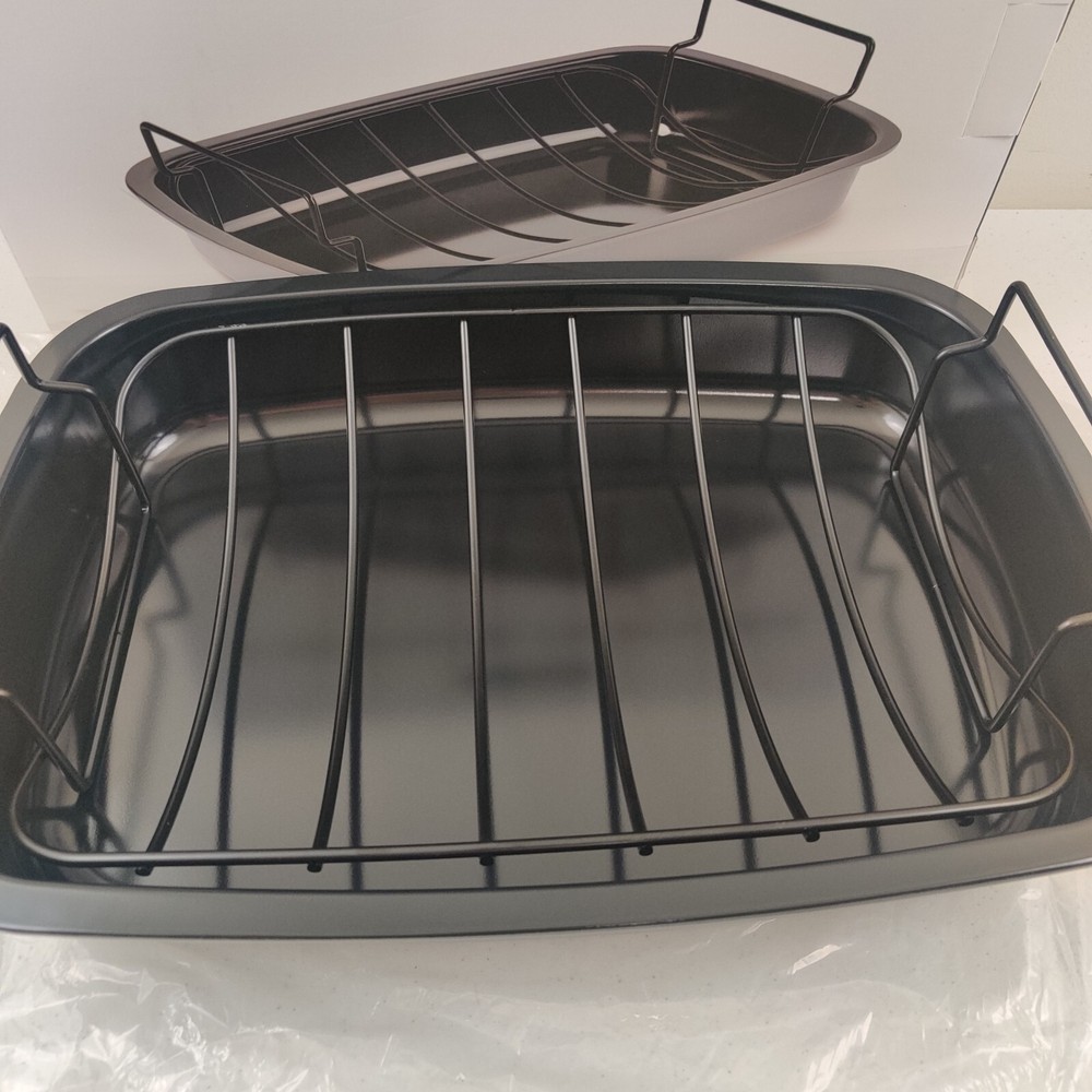 Servappetit 17.5 IN Roasting Pan with Rack Gray