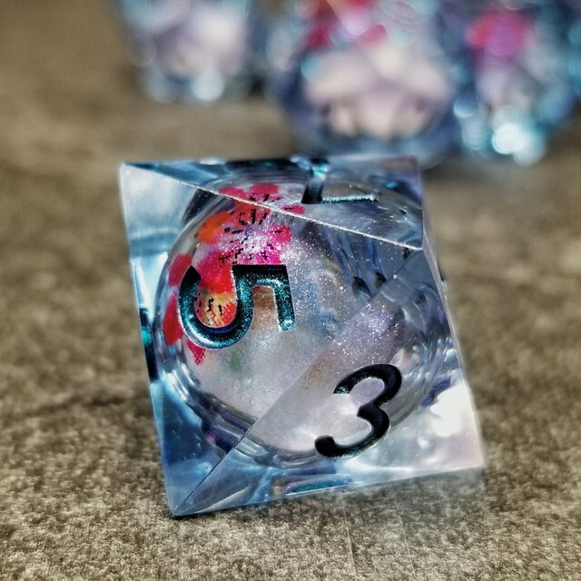 Sage's Flowered Souls Liquid Core Sharp Edge Resin Dice Set