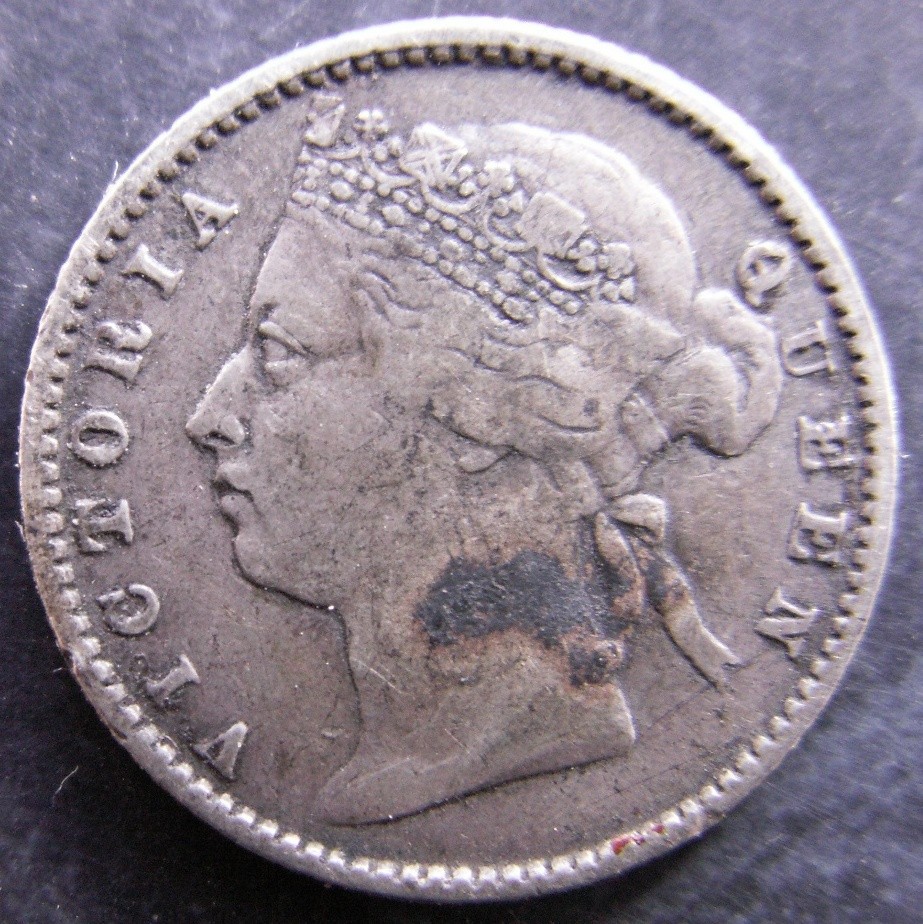 STRAITS SETTLEMENTS / SILVER 10 TEN CENTS 1886