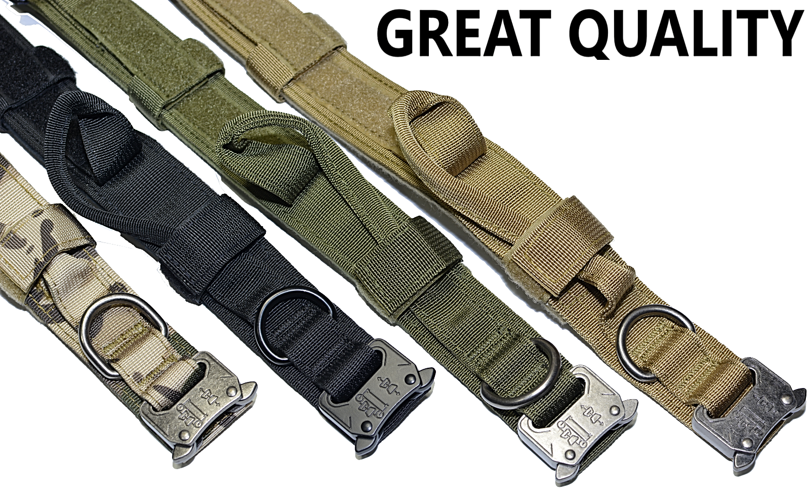Leash + Collar Heavy Duty K9 Tactical Training Pet Dog Metal Buckle M, L, XL New
