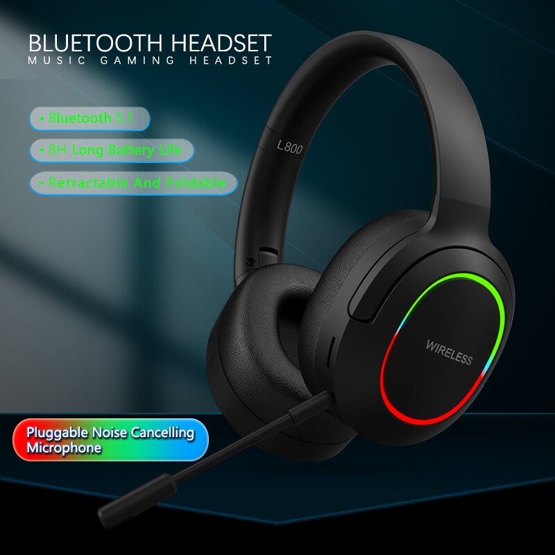 Wireless Bluetooth RGB Headset Mic For Universal iPad Tablet Computer PC Phones