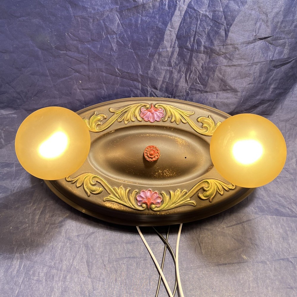 Two Socket Decorative Wow Flush Mount Brass Rewired Nice 83E