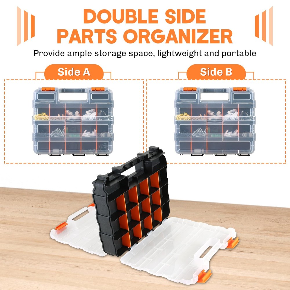 weyleity Small Parts Organizer | Storage Case Tools Box Black